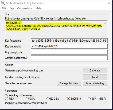 copying SSH public key