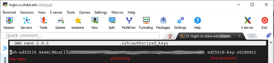 Adding public key to authorized_keys file